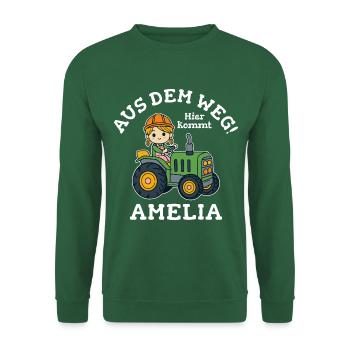 Amelia Name Traktor - Unisex Pullover - Grün - Vorne