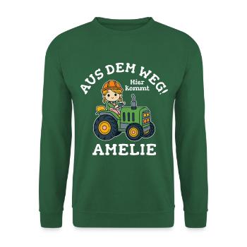 Amelie Name Traktor - Unisex Pullover - Grün - Vorne