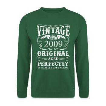 Vintage Made In 2009 15 Years Of Being Awesome - Unisex Pullover - Grün - Vorne