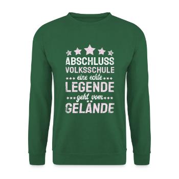 Volksschule Abgänger 2024 Tschüss Volksschule - Unisex Pullover - Grün - Vorne