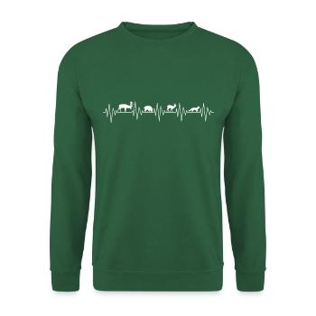 Cadeaux d'animaux de la forêt de la faune de coeur de battement de coeur - Sweat-shirt Unisexe - vert foncé - Devant