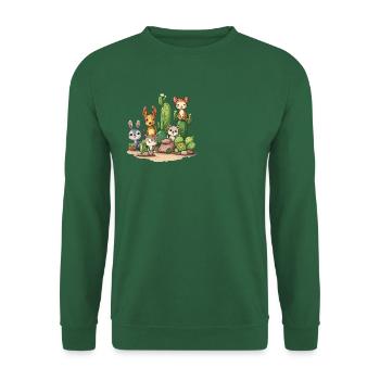 Paysage de cactus mignon avec des animaux - Sweat-shirt Unisexe - vert foncé - Devant