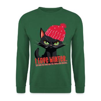 Katze Winter Comic Cat angry love winter fun Humor - Unisex Sweatshirt - green - Front