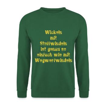 Wickeln mit Stoffwindeln ist Einfach - Unisex Pullover - Grün - Vorne