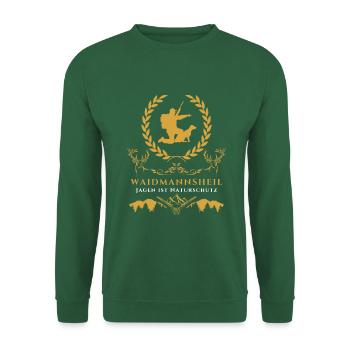 Jäger Geschenk Waidmannsheil-Jagen ist Naturschutz - Unisex Pullover - Grün - Vorne