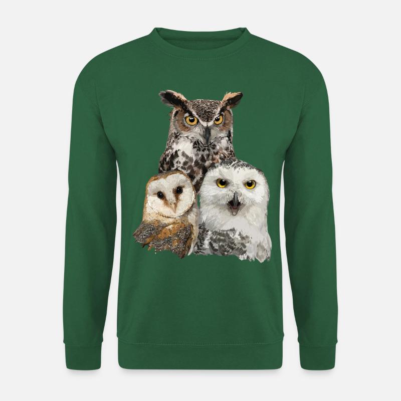 Eulen und Eule - Unisex Pullover - Grün