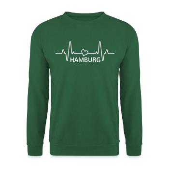 Hamburg Liebe Herzschlag Hamburger Geschenkidee - Unisex Pullover - Grün - Vorne
