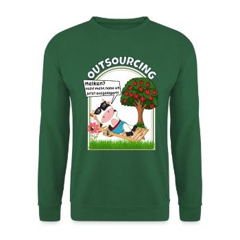 Outsourcing des Melkens vegane vegetarische Kuh - Unisex Pullover - Grün - Vorne