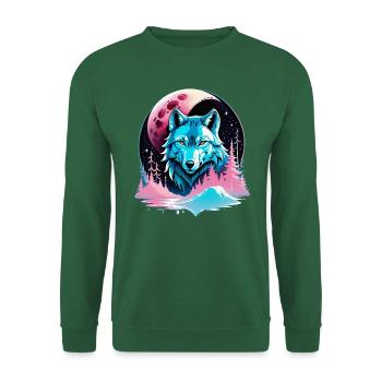 Wolf und Mond - Unisex Pullover - Grün - Vorne