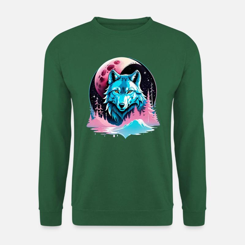 Wolf and Moon - Unisex Sweatshirt - green