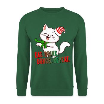 Noël chat Noël Chat Manger Boire danse fun - Sweat-shirt Unisexe - vert foncé - Devant