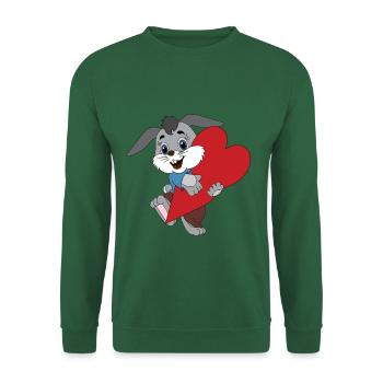 Hase mit großem Herz - Unisex Pullover - Grün - Vorne
