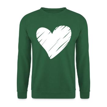 Cœur Blanc - Sweat-shirt Unisexe - vert foncé - Devant