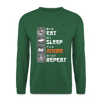 Essen, Schlafen, Anime, Wiederholen - Geschenk für den Weihnachtstag - Unisex Pullover - Grün - Vorne