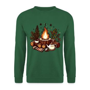 FIRE PIT WINTER CHRISTMAS SCARF TEAPOT GREEN - Unisex Sweatshirt - green - Front