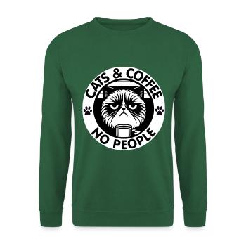 Cat and coffee not people - Unisex Sweatshirt - green - Front