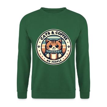 Cat and coffee not people - Unisex Sweatshirt - green - Front