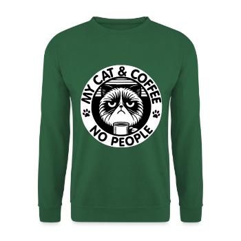 Cat and coffee not people - Unisex Sweatshirt - green - Front
