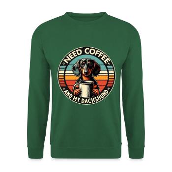 Brauche nur Kaffee und meinen Dackel - Unisex Pullover - Grün - Vorne
