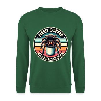 Brauche nur Kaffee und meine Vogelspinne - Unisex Pullover - Grün - Vorne