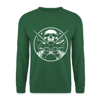 Schlagzeug und Skull Schlagzeuger Rockband - Unisex Pullover - Grün - Vorne