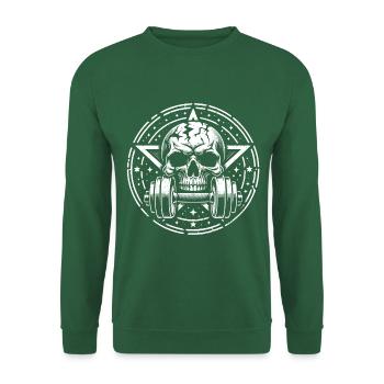 Entraînement de musculation avec haltère crâne et pentagramme - Sweat-shirt Unisexe - vert foncé - Devant