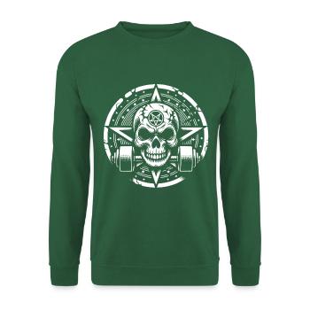 Entraînement de musculation avec haltère crâne et pentagramme - Sweat-shirt Unisexe - vert foncé - Devant