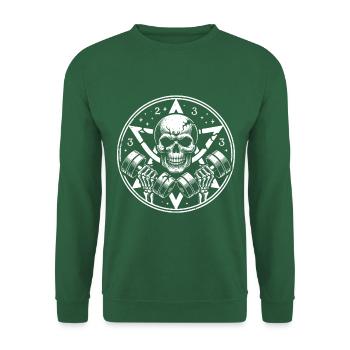 Entraînement de musculation avec haltère crâne et pentagramme - Sweat-shirt Unisexe - vert foncé - Devant