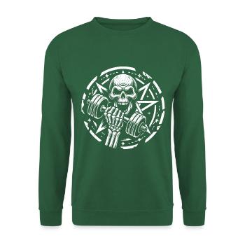 Entraînement de musculation avec haltère crâne et pentagramme - Sweat-shirt Unisexe - vert foncé - Devant