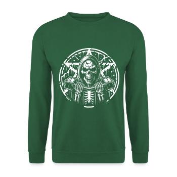 Entraînement de musculation avec haltère crâne et pentagramme - Sweat-shirt Unisexe - vert foncé - Devant