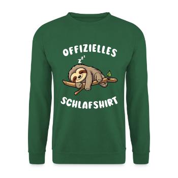 Faultier Lustiger Spruch: Offizielles Schlafshirt - Unisex Pullover - Grün - Vorne