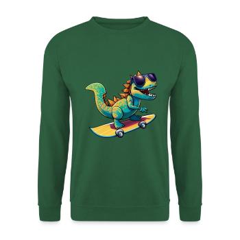 Dino Dinosaur on skateboard with sunglasses - Unisex Sweatshirt - green - Front