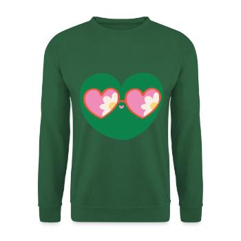 Retro Green Heart Mascot with Daisy Sunglasses - Unisex Sweatshirt - green - Front