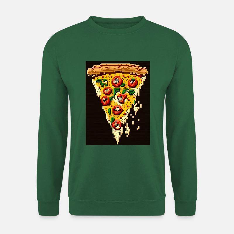 8-Bit-Pizza, Pixel-Art - Unisex Pullover - Grün