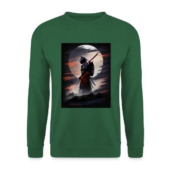 Japanischer Samurai-Krieger bei Nacht - Unisex Pullover - Grün - Vorne