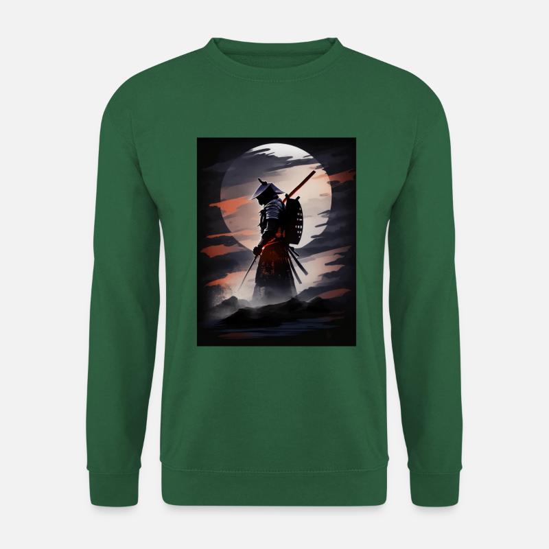 Japanischer Samurai-Krieger bei Nacht - Unisex Pullover - Grün