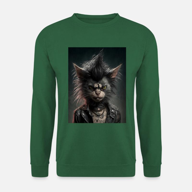 Rebel Punk Katze - Unisex Pullover - Grün
