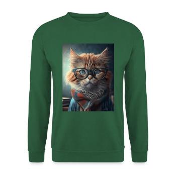 Coole Hipster-Katze - Unisex Pullover - Grün - Vorne
