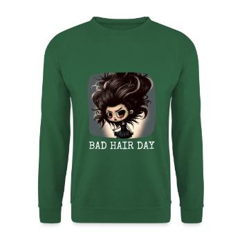 Bad Hair Day Sarkastisches Design - Unisex Pullover - Grün - Vorne