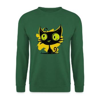 Moderne Kunst: Schwarze und Grüne Katze - Unisex Pullover - Grün - Vorne