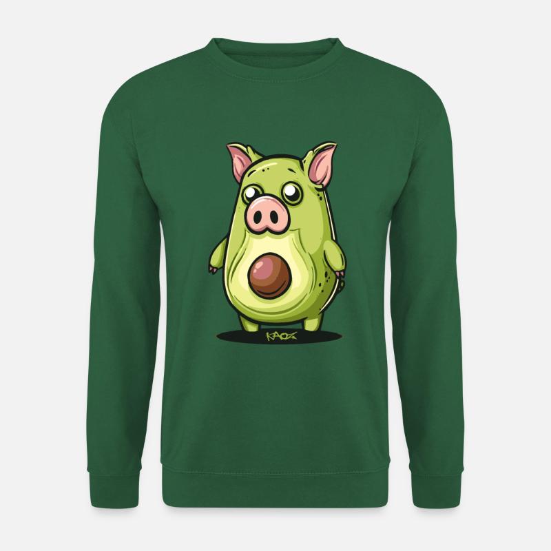 Cartoon eines lustigen niedlichen Avocado Schwein - Unisex Pullover - Grün