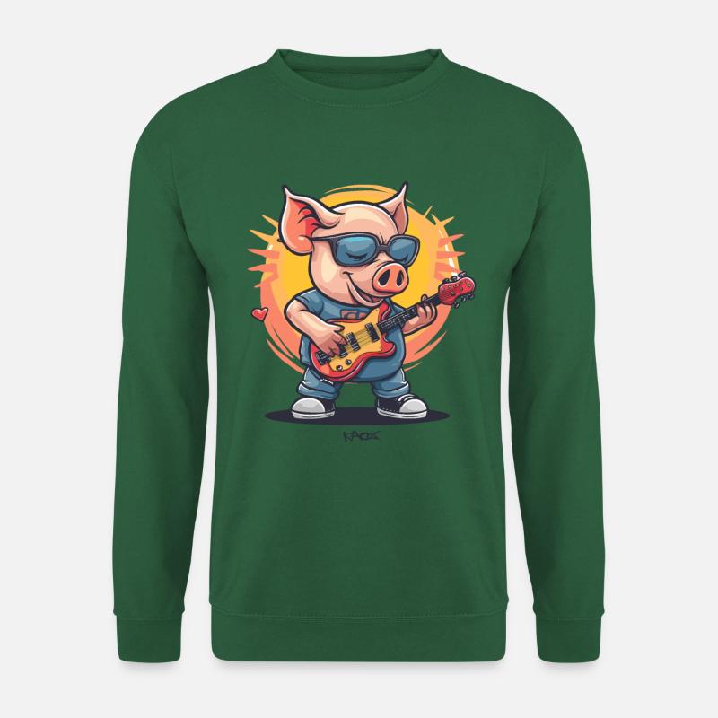 Gitarre und ein Rock Musik Schwein - Unisex Pullover - Grün