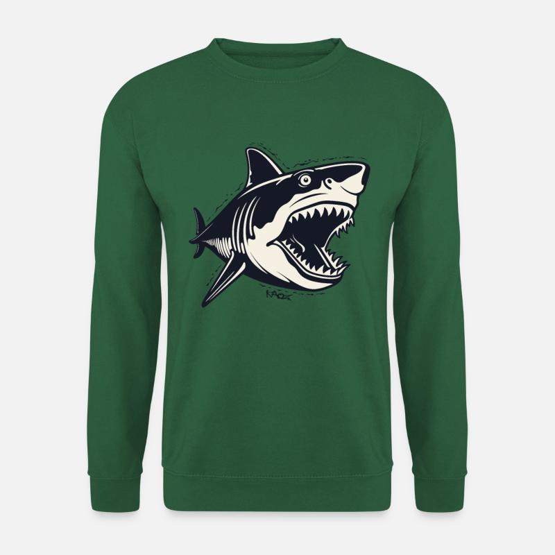Un requin de dessin animé à l’ancienne - Sweat-shirt Unisexe - vert foncé