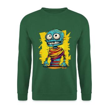 Momie zombie de dessin animé gaie et colorée - Sweat-shirt Unisexe - vert foncé - Devant