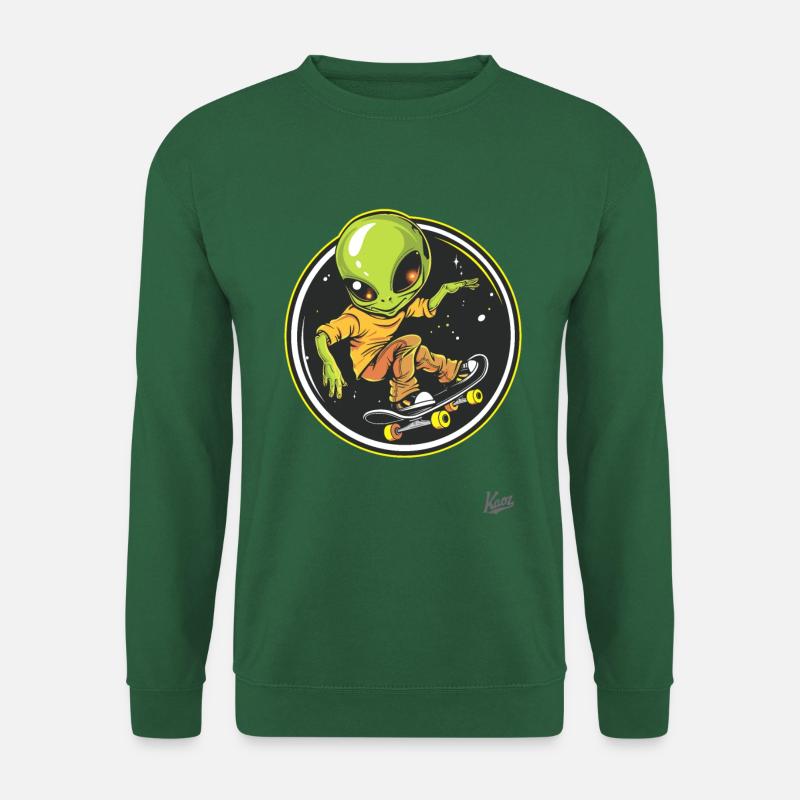 Skateboard fahrender Alien - Unisex Pullover - Grün
