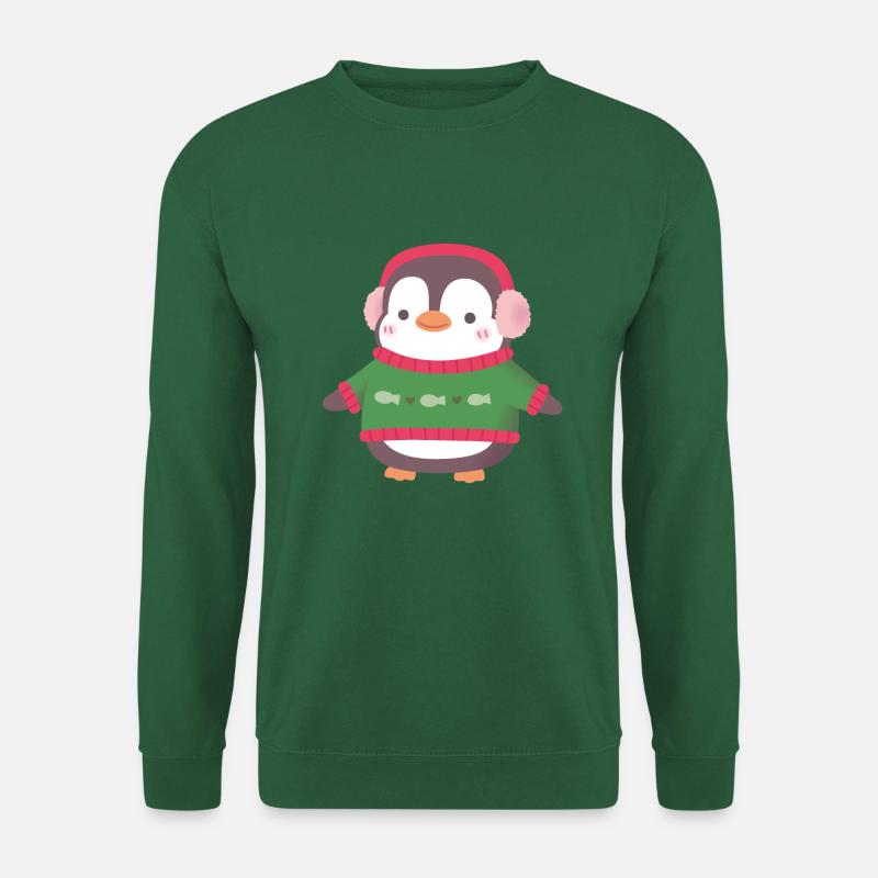 Süßer Pinguin mit Fischpullover - Unisex Pullover - Grün