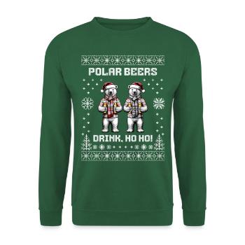Ugly Christmas Sweater: Funny Polar Bears with Beer - Unisex Sweatshirt - green - Front
