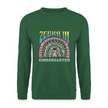 Zebra im Kindergarten Regenbogen Streife Design DE - Unisex Pullover - Grün - Vorne