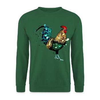 Aquarell Hahn - Unisex Pullover - Grün - Vorne