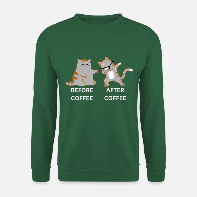 Dabbing Cat after Coffee dabbende Katze Kaffee - Unisex Pullover - Grün